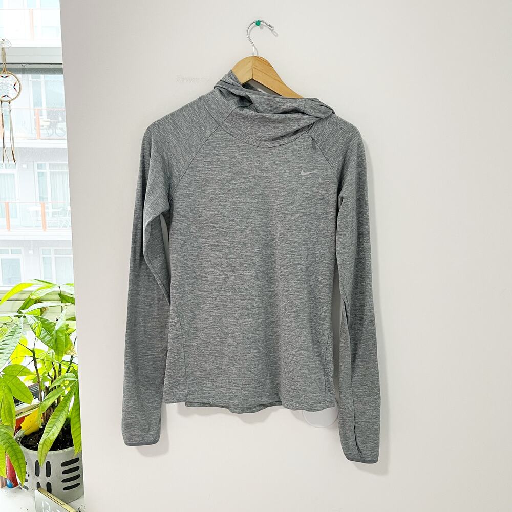 Nike Gray Funnel Neck Hoodie Sweatshirt Size Small